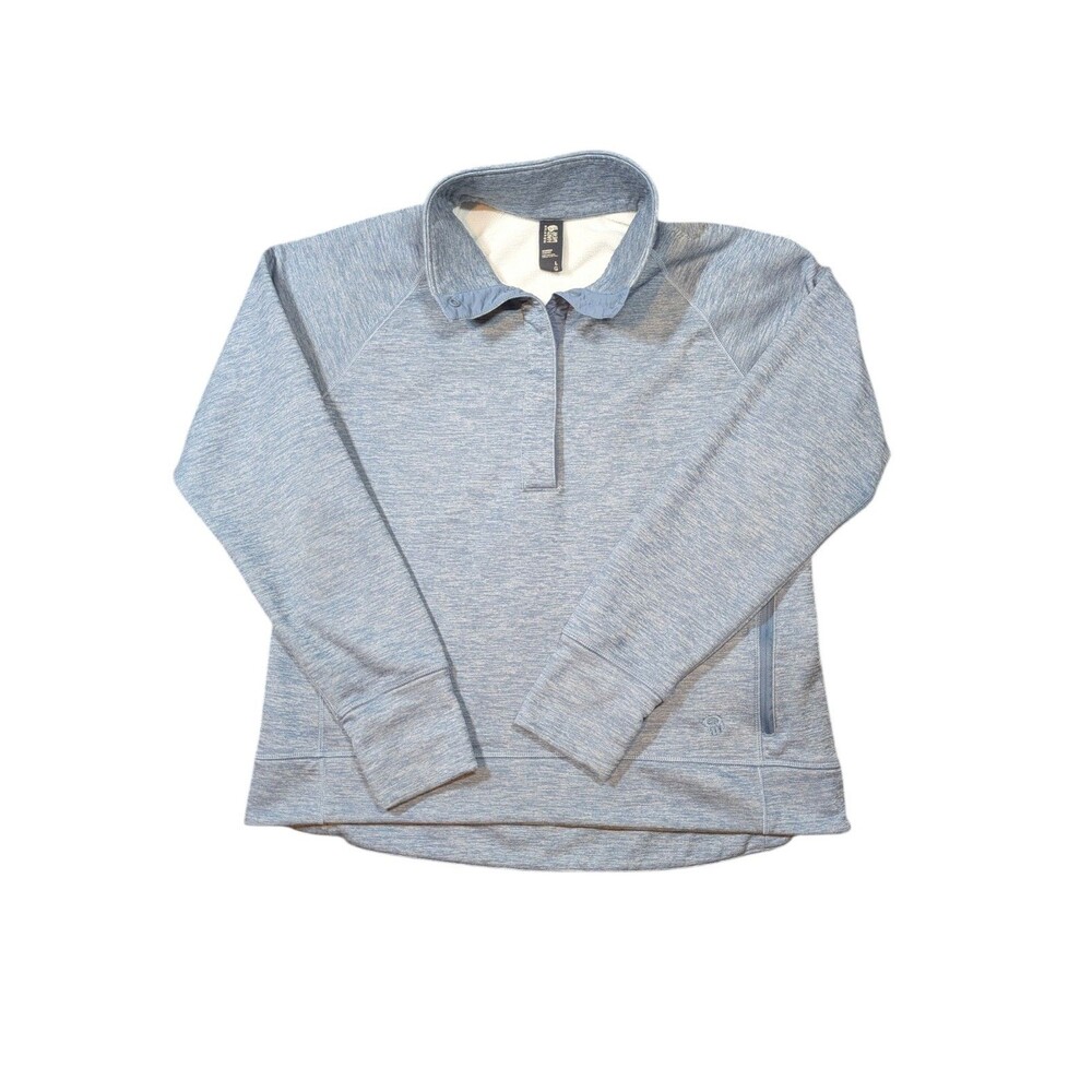 Mountain Hardwear Blue Sweatshirt Womens Large In 1/4 Button Pullover outdoors